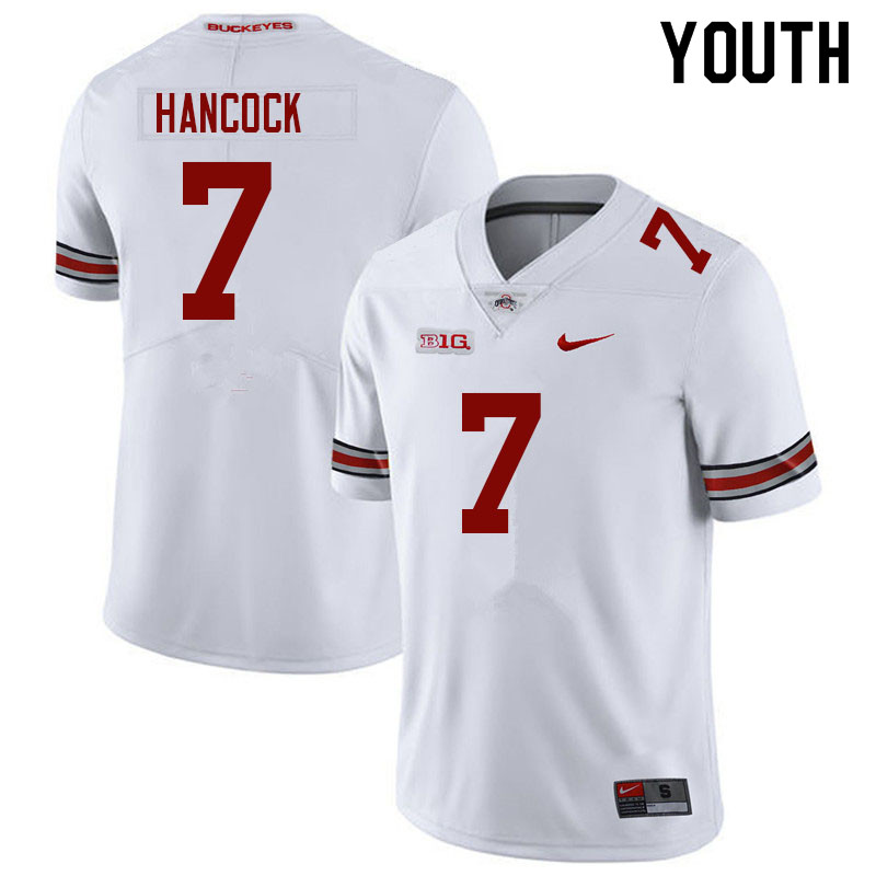 Ohio State Buckeyes Jordan Hancock Youth #7 White Authentic Stitched College Football Jersey